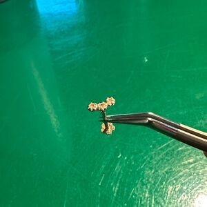 Solid gold and CZ flatback screw back stud
